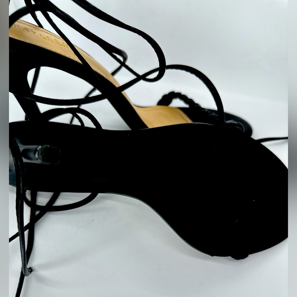 KAYLEEN by Los Angeles Black Wrap Heels. Size 10 - Picture 6 of 16
